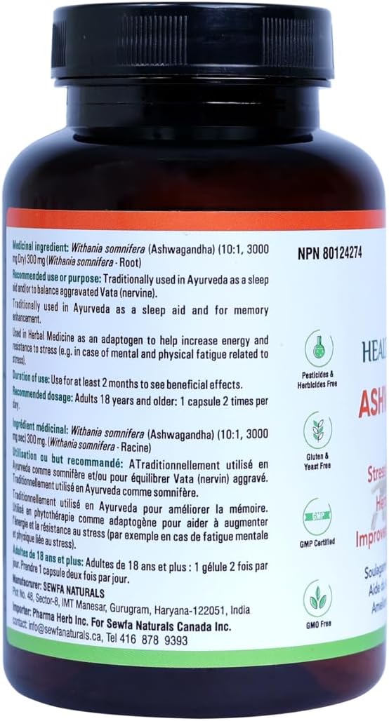 Ashwagandha Capsules - 120 Vegan Capsules – Health Canada Licensed