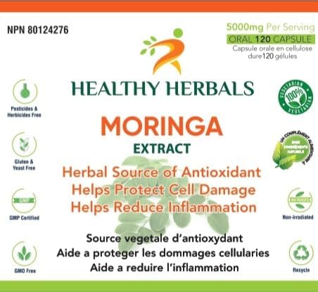 Moringa Capsules - 120 Vegan Capsules – Health Canada Licensed