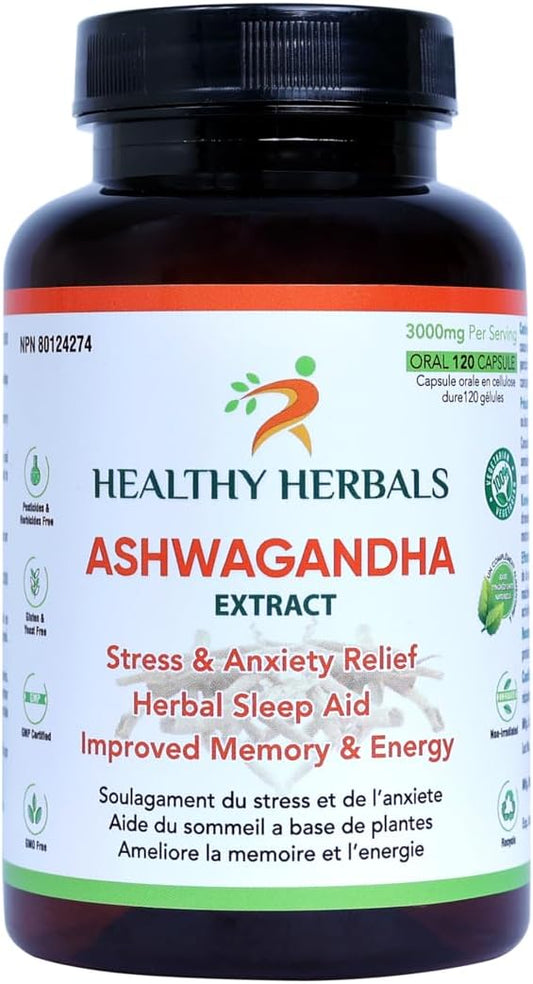 Ashwagandha Capsules - 120 Vegan Capsules – Health Canada Licensed