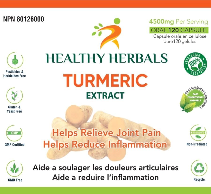 Turmeric Capsules - 120 Vegan Capsules – Health Canada Licensed
