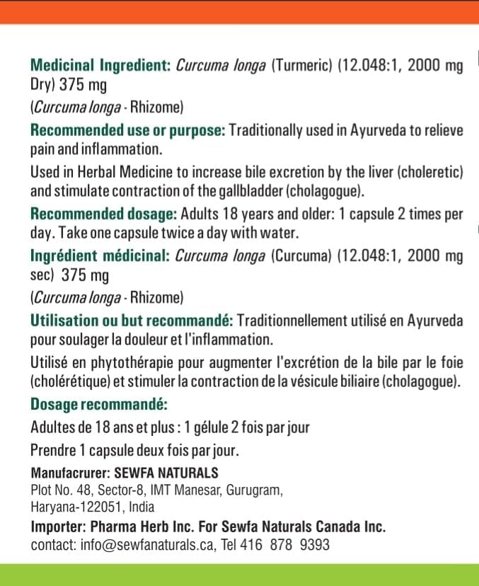 Turmeric Capsules - 120 Vegan Capsules – Health Canada Licensed