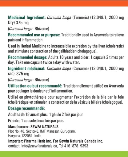 Turmeric Capsules - 120 Vegan Capsules – Health Canada Licensed