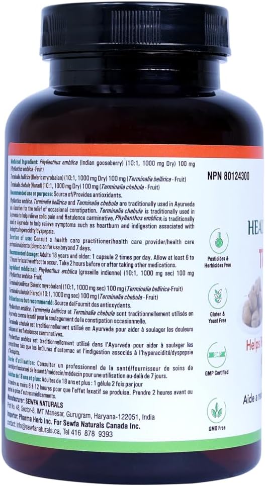 Triphala Extract Capsules – 120 Vegan Capsules